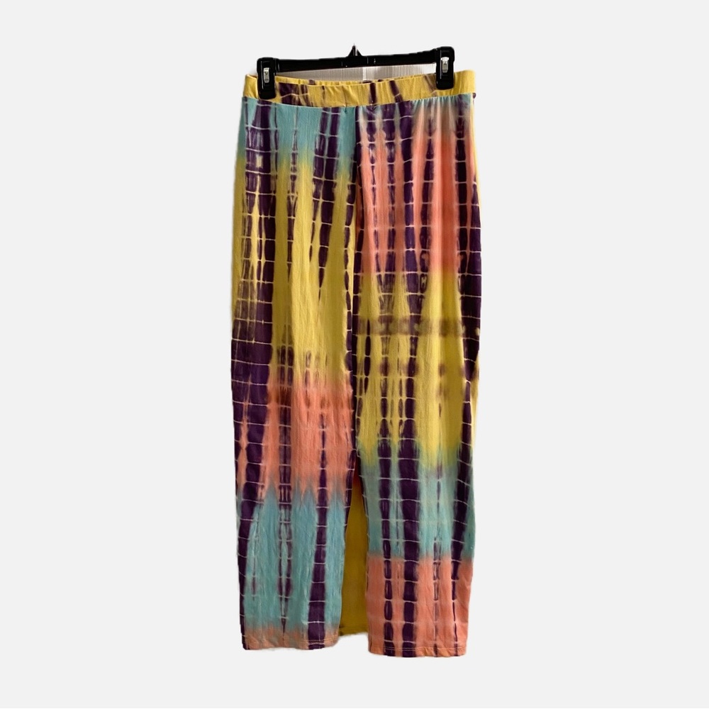 Tie Dye Maxi Skirt Heart & Hips Pink Yellow Blue